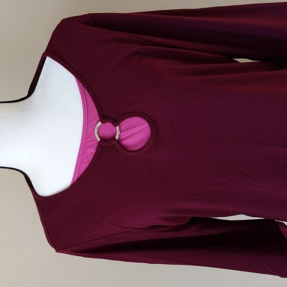 Susan Graver Style Two Tone O-Ring Insert Top M - Picture 3 of 10